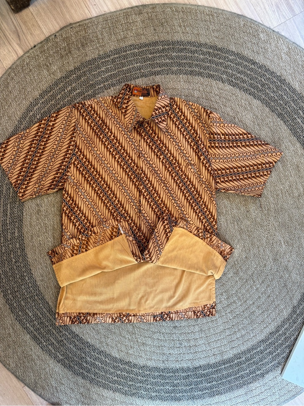 Vintage Enam Saudara Indonesian Batik Shirt Parang Javanese Cotton brown Medium - Picture 6 of 13